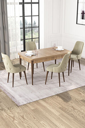 Rovena Alya Barok 80x132 Açılabilir Mdf Mutfak Masası Takımı 4 Adet Sandalye