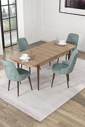 Rovena Alya Barok 80x132 Açılabilir Mdf Mutfak Masası Takımı 4 Adet Sandalye