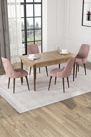 Rovena Alya Barok 80x132 Açılabilir Mdf Mutfak Masası Takımı 4 Adet Sandalye