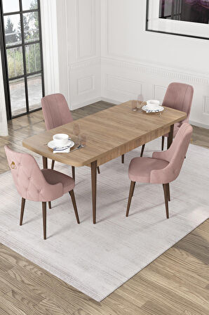 Rovena Alya Barok 80x132 Açılabilir Mdf Mutfak Masası Takımı 4 Adet Sandalye