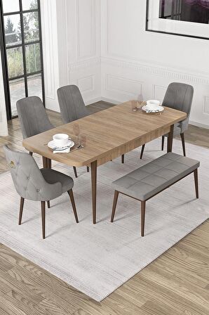 Rovena Alya Barok 80x132 Açılabilir Mdf Mutfak Masası Takımı 4 Adet Sandalye