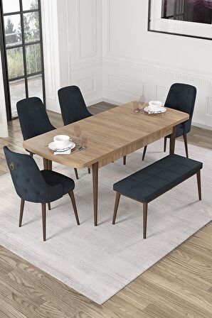 Rovena Alya Barok 80x132 Açılabilir Mdf Mutfak Masası Takımı 4 Adet Sandalye
