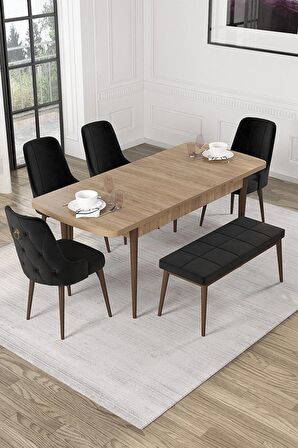 Rovena Alya Barok 80x132 Açılabilir Mdf Mutfak Masası Takımı 4 Adet Sandalye