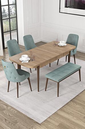 Rovena Alya Barok 80x132 Açılabilir Mdf Mutfak Masası Takımı 4 Adet Sandalye