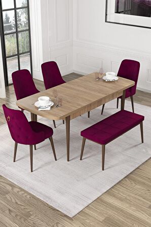 Rovena Alya Barok 80x132 Açılabilir Mdf Mutfak Masası Takımı 4 Adet Sandalye