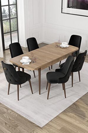 Rovena Alya Barok 80x132 Açılabilir Mdf Mutfak Masası Takımı 4 Adet Sandalye