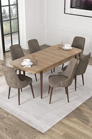 Rovena Alya Barok 80x132 Açılabilir Mdf Mutfak Masası Takımı 4 Adet Sandalye