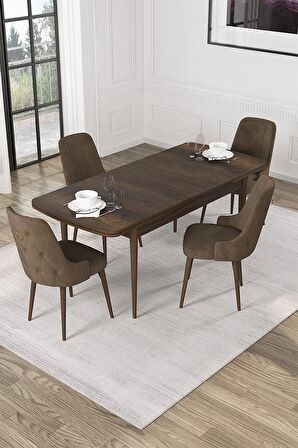 Rovena Alya Barok 80x132 Açılabilir Mdf Mutfak Masası Takımı 4 Adet Sandalye