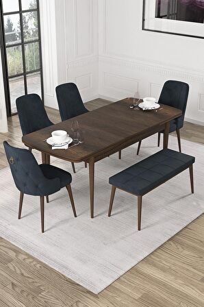 Rovena Alya Barok 80x132 Açılabilir Mdf Mutfak Masası Takımı 4 Adet Sandalye