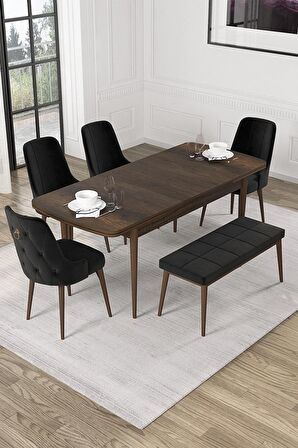 Rovena Alya Barok 80x132 Açılabilir Mdf Mutfak Masası Takımı 4 Adet Sandalye