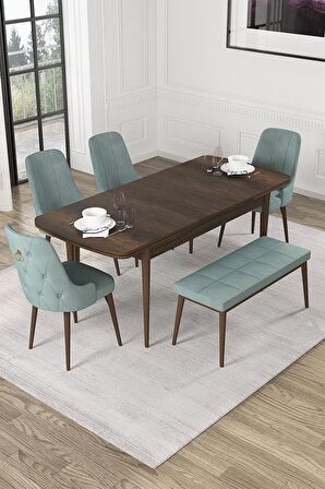 Rovena Alya Barok 80x132 Açılabilir Mdf Mutfak Masası Takımı 4 Adet Sandalye