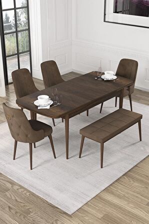 Rovena Alya Barok 80x132 Açılabilir Mdf Mutfak Masası Takımı 4 Adet Sandalye