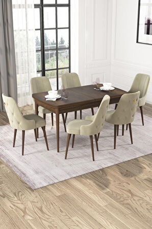 Rovena Alya Barok 80x132 Açılabilir Mdf Mutfak Masası Takımı 4 Adet Sandalye