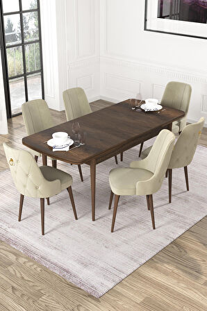 Rovena Alya Barok 80x132 Açılabilir Mdf Mutfak Masası Takımı 4 Adet Sandalye