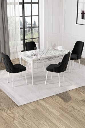 Rovena Alya Barok 80x132 Açılabilir Mdf Mutfak Masası Takımı 4 Adet Sandalye