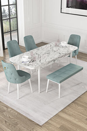 Rovena Alya Barok 80x132 Açılabilir Mdf Mutfak Masası Takımı 4 Adet Sandalye