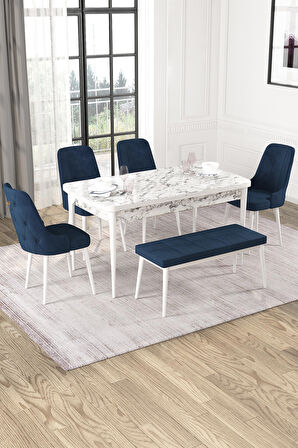 Rovena Alya Barok 80x132 Açılabilir Mdf Mutfak Masası Takımı 4 Adet Sandalye