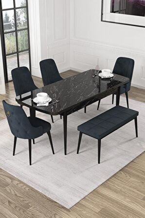 Rovena Alya Barok 80x132 Açılabilir Mdf Mutfak Masası Takımı 4 Adet Sandalye