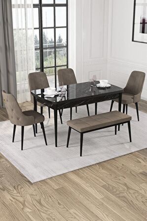 Rovena Alya Barok 80x132 Açılabilir Mdf Mutfak Masası Takımı 4 Adet Sandalye