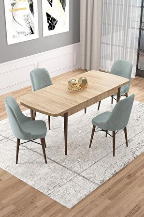 Rovena Vals Meşe 80x132 Açılabilir Mdf Mutfak Masası Takımı 4 Adet Sandalye
