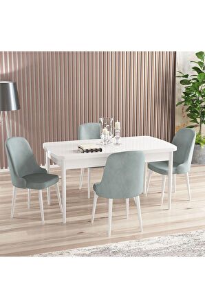 Rovena Armin Beyaz 80x132 Açılabilir Mdf Mutfak Masası Takımı 4 Adet Sandalye