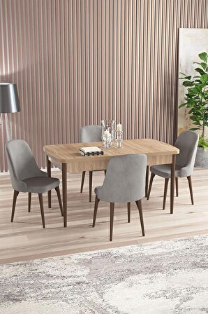 Rovena Armin Meşe 80x132 Açılabilir Mdf Mutfak Masası Takımı 4 Adet Sandalye