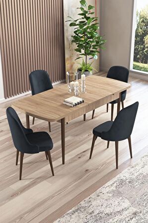 Rovena Armin Meşe 80x132 Açılabilir Mdf Mutfak Masası Takımı 4 Adet Sandalye