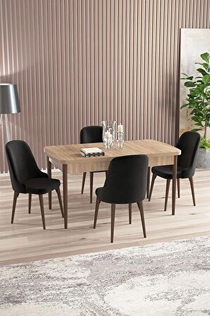Rovena Armin Meşe 80x132 Açılabilir Mdf Mutfak Masası Takımı 4 Adet Sandalye