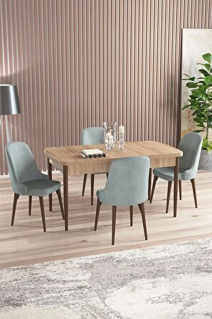 Rovena Armin Meşe 80x132 Açılabilir Mdf Mutfak Masası Takımı 4 Adet Sandalye