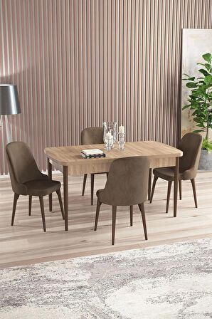 Rovena Armin Meşe 80x132 Açılabilir Mdf Mutfak Masası Takımı 4 Adet Sandalye