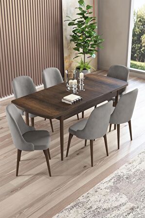 Rovena Armin Meşe 80x132 Açılabilir Mdf Mutfak Masası Takımı 6 Adet Sandalye