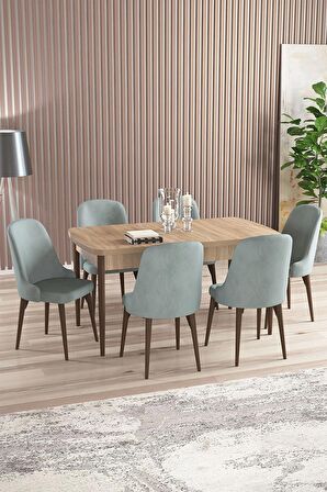 Rovena Armin Meşe 80x132 Açılabilir Mdf Mutfak Masası Takımı 6 Adet Sandalye