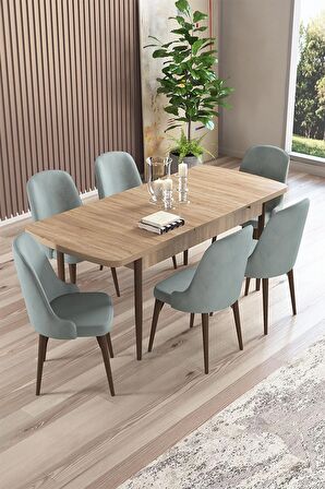 Rovena Armin Meşe 80x132 Açılabilir Mdf Mutfak Masası Takımı 6 Adet Sandalye