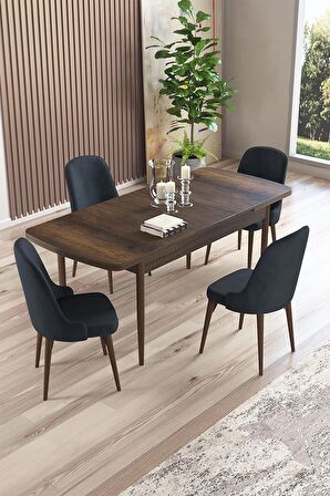 Rovena Armin Barok 80x132 Açılabilir Mdf Mutfak Masası Takımı 4 Adet Sandalye