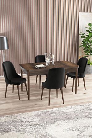 Rovena Armin Barok 80x132 Açılabilir Mdf Mutfak Masası Takımı 4 Adet Sandalye