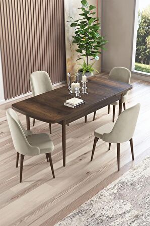 Rovena Armin Barok 80x132 Açılabilir Mdf Mutfak Masası Takımı 4 Adet Sandalye