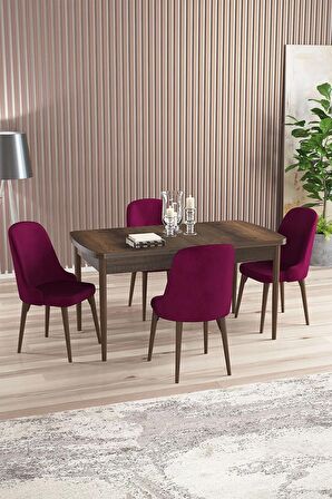 Rovena Armin Barok 80x132 Açılabilir Mdf Mutfak Masası Takımı 4 Adet Sandalye