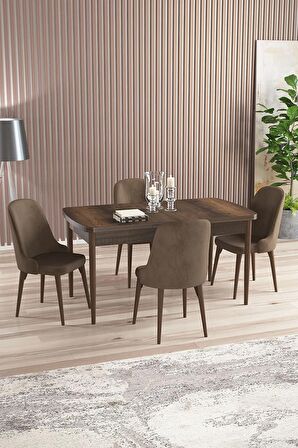 Rovena Armin Barok 80x132 Açılabilir Mdf Mutfak Masası Takımı 4 Adet Sandalye