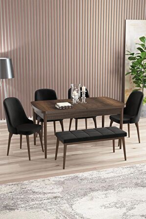 Rovena Armin Barok 80x132 Açılabilir Mdf Mutfak Masası Takımı 4 Adet Sandalye+1 Bench