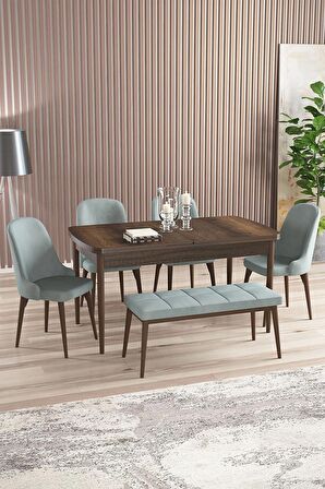 Rovena Armin Barok 80x132 Açılabilir Mdf Mutfak Masası Takımı 4 Adet Sandalye+1 Bench