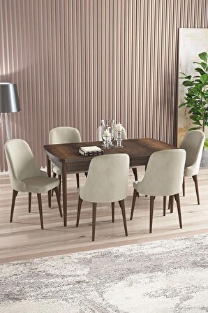 Rovena Armin Barok 80x132 Açılabilir Mdf Mutfak Masası Takımı 6 Adet Sandalye