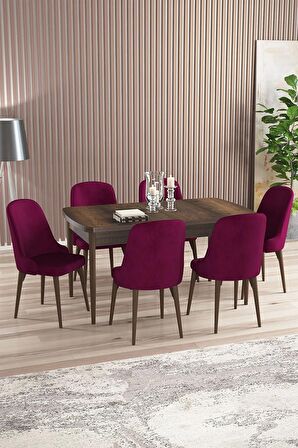 Rovena Armin Barok 80x132 Açılabilir Mdf Mutfak Masası Takımı 6 Adet Sandalye