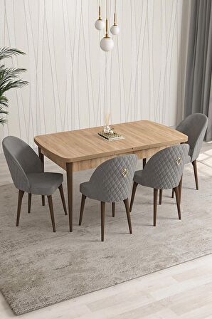 Rovena Arjeta Meşe 80x132 Açılabilir Mdf Mutfak Masası Takımı 4 Adet Sandalye