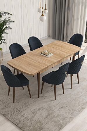 Rovena Arjeta Meşe 80x132 Açılabilir Mdf Mutfak Masası Takımı 6 Adet Sandalye