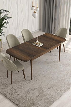 Rovena Arjeta Barok 80x132 Açılabilir Mdf Mutfak Masası Takımı 4 Adet Sandalye