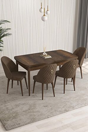 Rovena Arjeta Barok 80x132 Açılabilir Mdf Mutfak Masası Takımı 4 Adet Sandalye