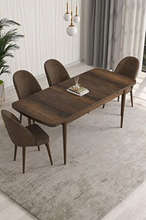 Rovena Arjeta Barok 80x132 Açılabilir Mdf Mutfak Masası Takımı 4 Adet Sandalye