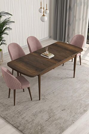 Rovena Arjeta Barok 80x132 Açılabilir Mdf Mutfak Masası Takımı 4 Adet Sandalye