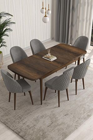 Rovena Arjeta Barok 80x132 Açılabilir Mdf Mutfak Masası Takımı 6 Adet Sandalye