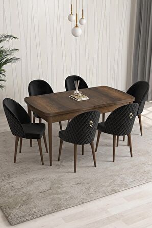 Rovena Arjeta Barok 80x132 Açılabilir Mdf Mutfak Masası Takımı 6 Adet Sandalye